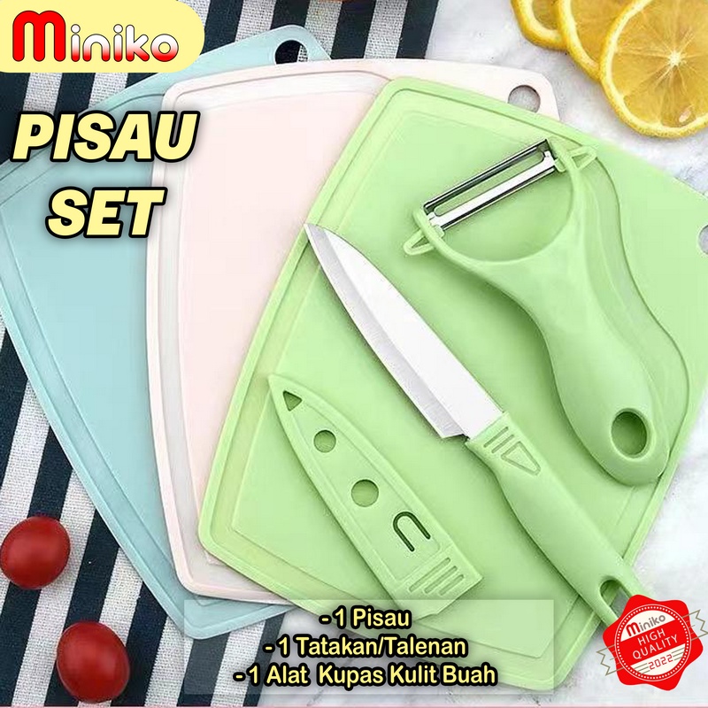 Pisau Set Dapur 4 in 1/Pisau Set Talenan Gunting 4 in 1