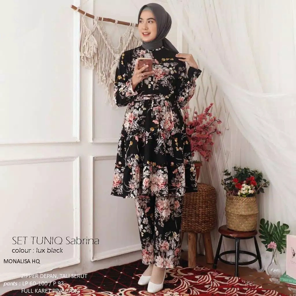 [ BUY 1 GET 1 FREE ] Set tunik sabrina | celana + tunik l setelan bangkok