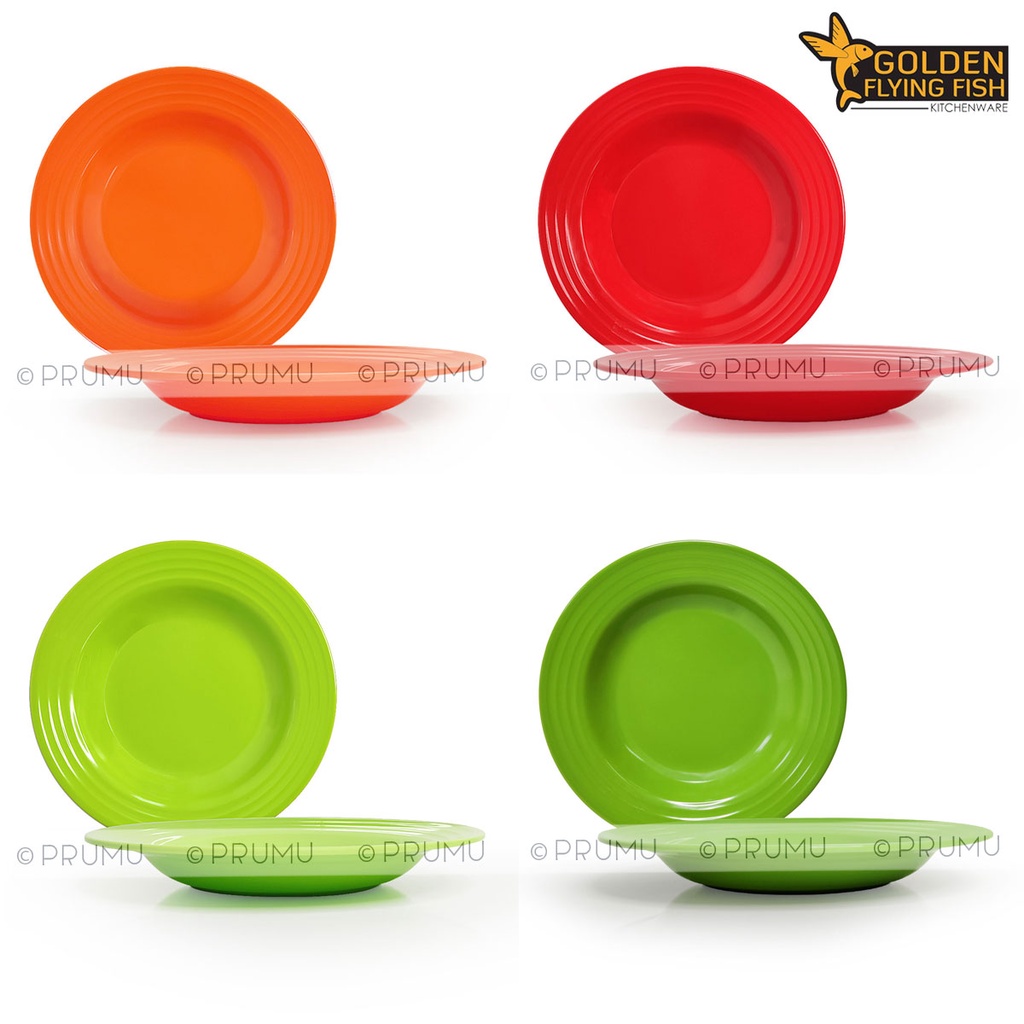 Piring Makan Melamin 9 Inch - Piring Melamin - Piring Melamine-Golden Fly Fish Ulir