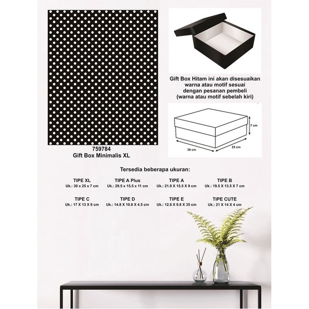 

Kotak kado/Kotak Hadiah/Box Minimalis XL-Polka Spectra BLACK-A