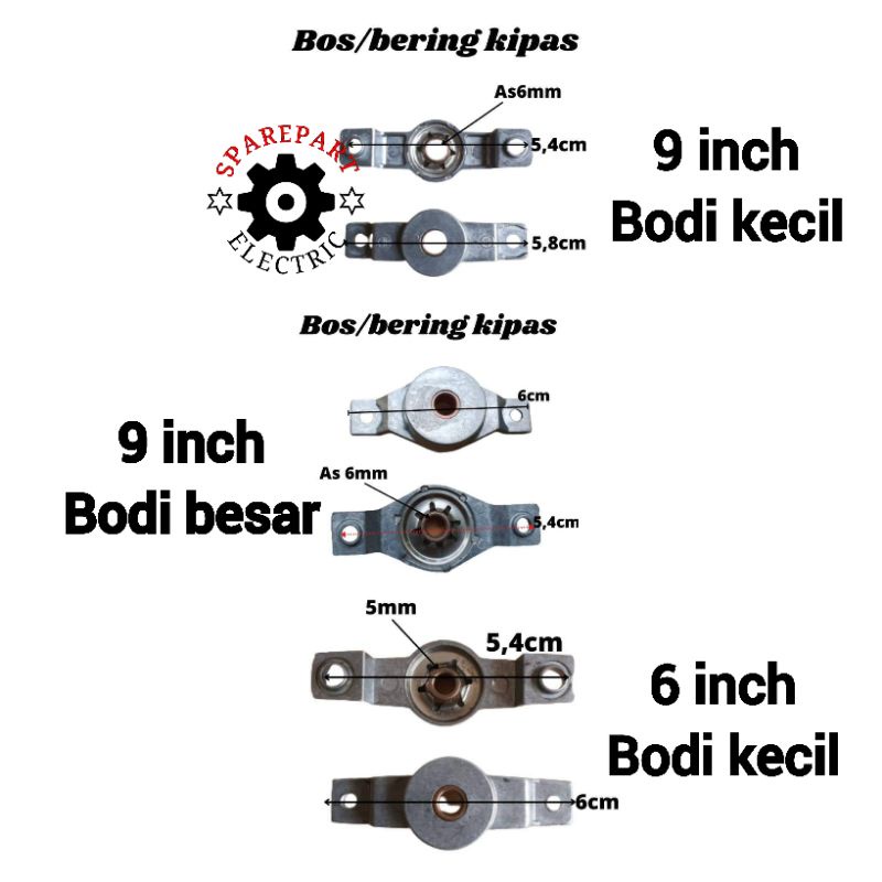 BOSING KUPING KIPAS ANGIN UKURAN 6 9 INCH DIAMETER AS 6MM AS 5MM