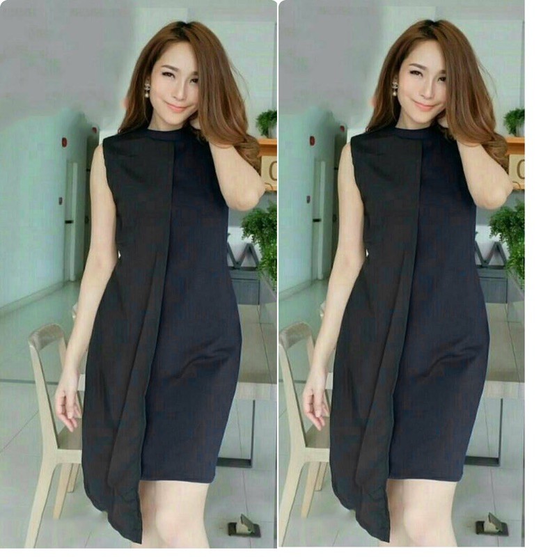 Dress 2tone yuriko / dress casual wanita / dress twotone