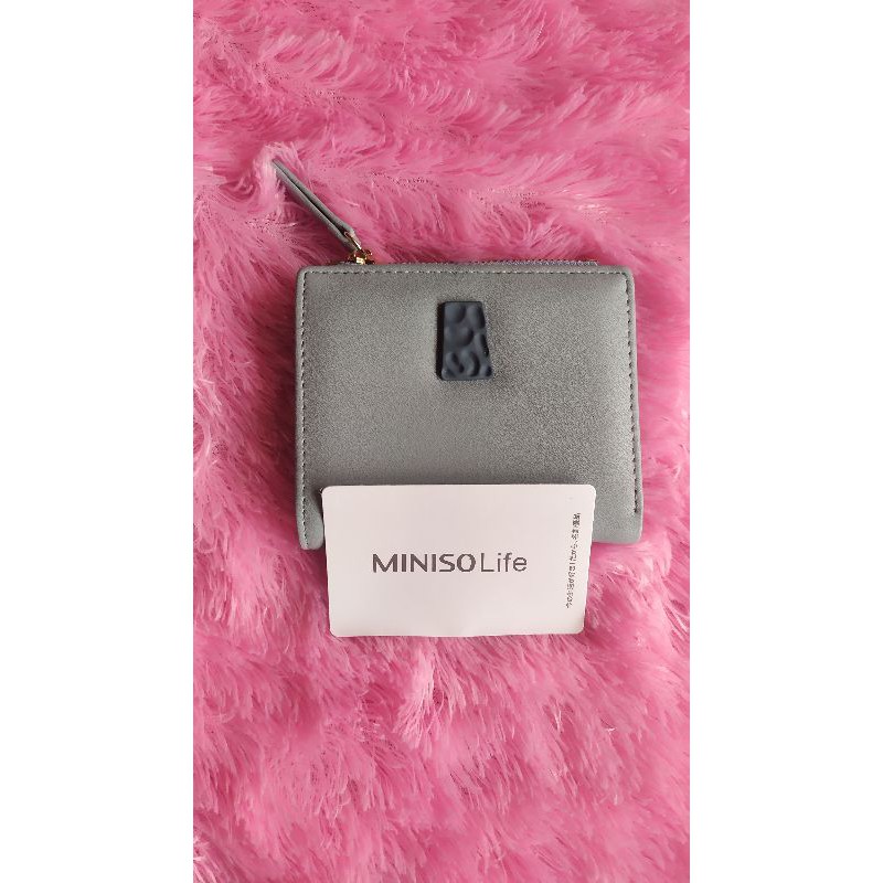 (NEW WARNA BIRU) MINISO Dompet Wanita Kecil Lipat Tas Mini Pendek Tempat Uang