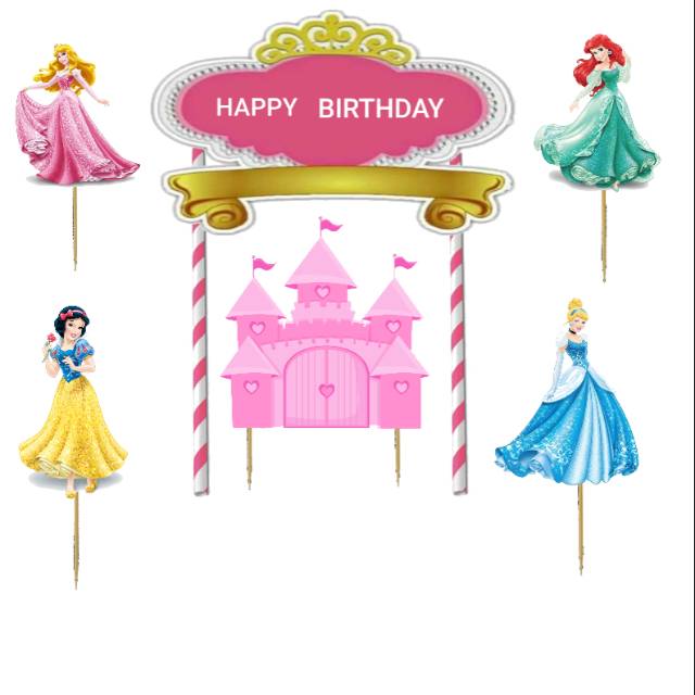 Topper Cake/cupcake Tambah Nama, Hiasan Kue Ulang Tahun, Motif <br />princess
