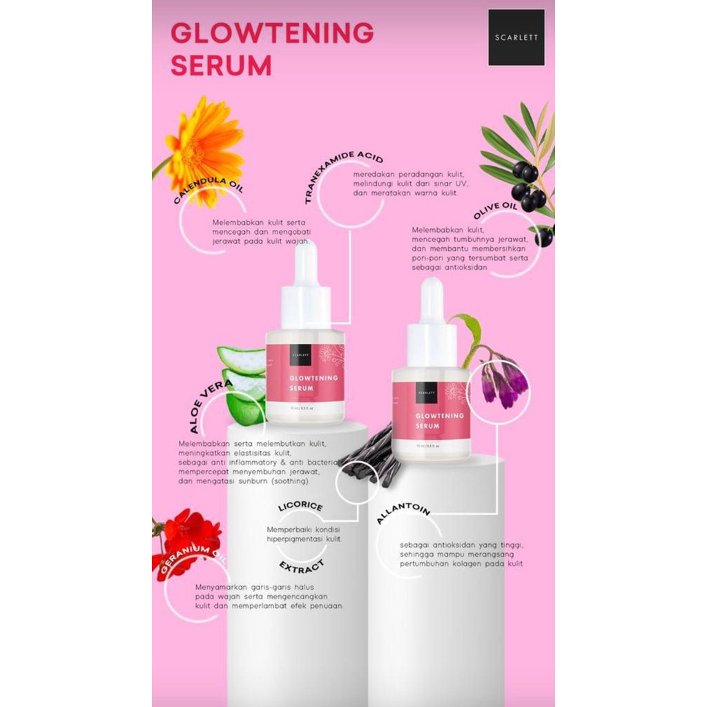 NEW SCARLETT Whitening Glowing / Glowtening Serum BPOM Original