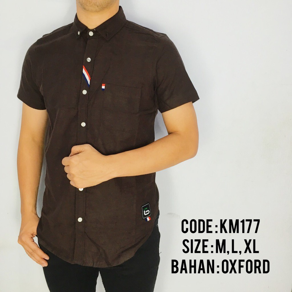 BAJU KEMEJA PENDEK POLOS COKLAT BROTHERBROSS COWOK PRIA LAKI-LAKI