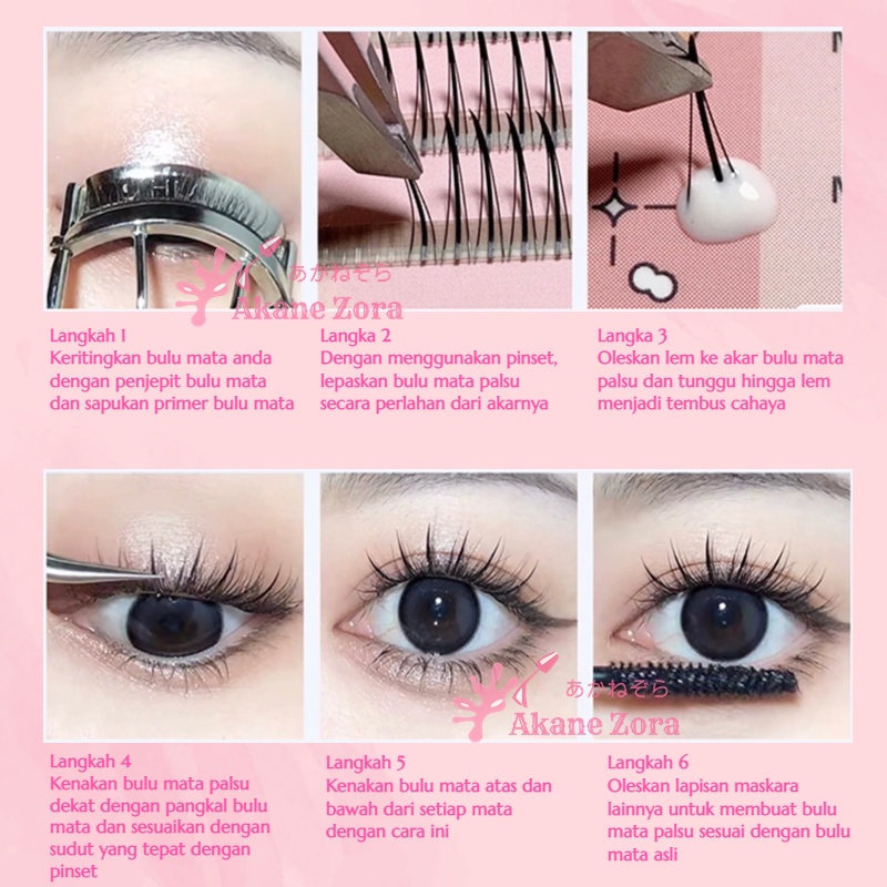 Akane Zora Bulu Mata Palsu Tanam Eyelash Extension Lembut Bulu Mata Bawah Pengantin Natural/ Bulu Mata Palsu Natural/ Paket Eyelash Extension/ Bulu Mata 3d
