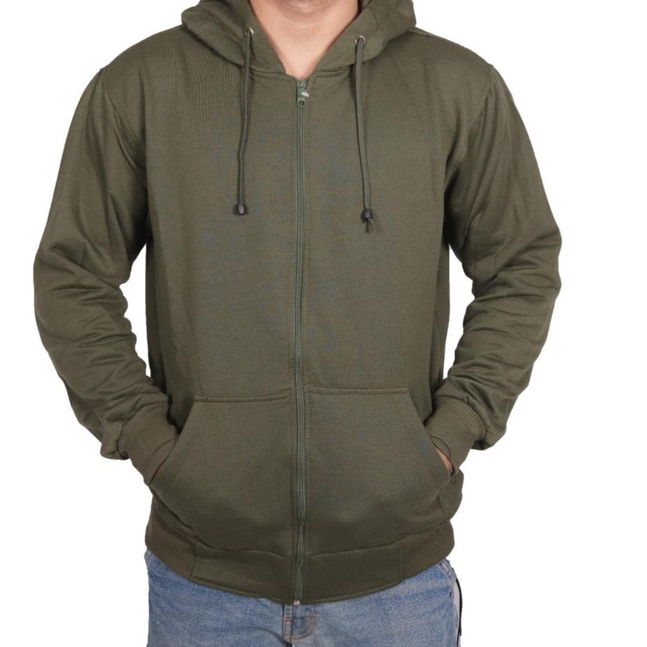 ☈ L,XL,XXL Jaket zipper hoodie polos hijau army mr store ♤