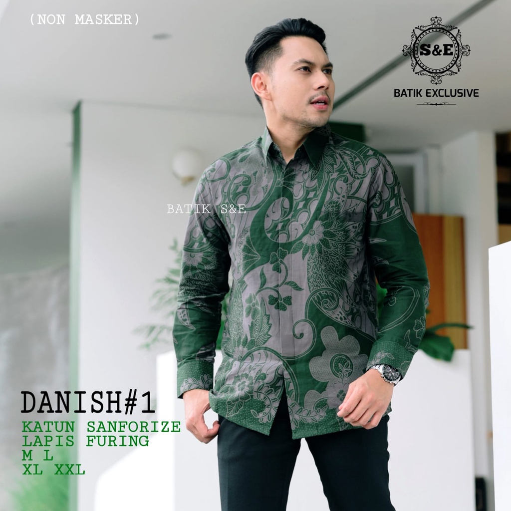 KEMEJA BATIK HIJAU LUMUT batik pria lengan panjang modern kemeja batik premium SE BATIK