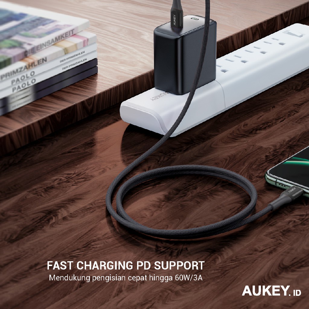 Kabel Charger Iphone Aukey CB-AKL3 MFI USB C To Lightning - 500729