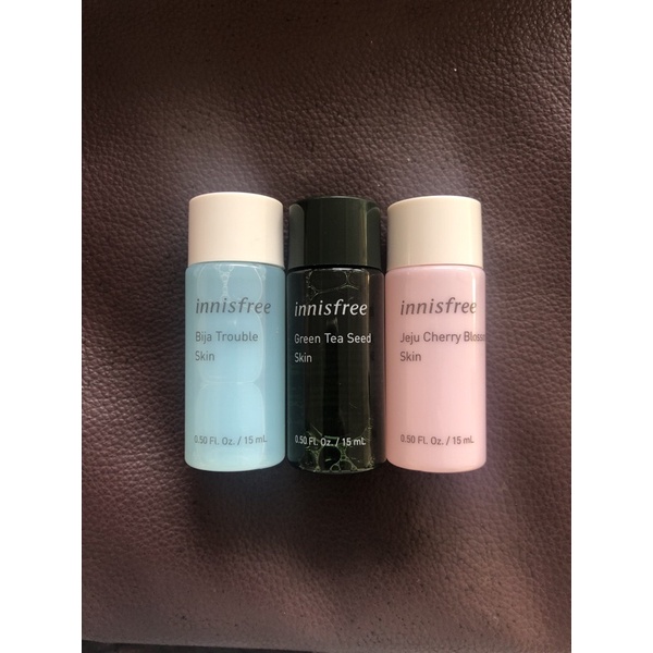 toner wajah bija trouble, cherry blossom, green tea innisfree