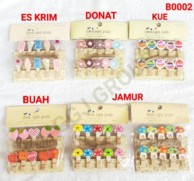 DC B ( B0002 ) 1 PAKET WOODEN CLIP PAPER PENJEPIT KAYU FREE TALI / TIDAK BISA MEMILIH