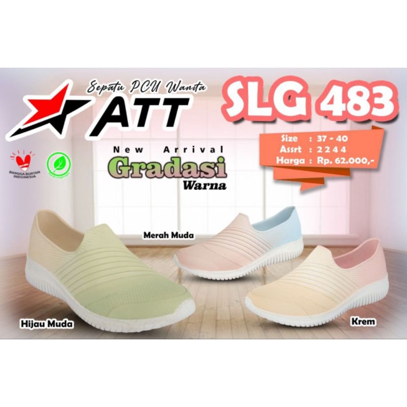 sepatu ATT SLG 483 gradasi warna sepatu slip on karet wanita