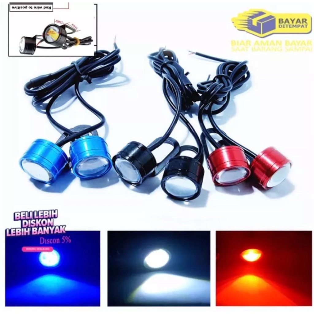 Mata Elang kedip Strobo / Lampu Led Mata Elang Strobo Brecket Spion Flash 3 mode