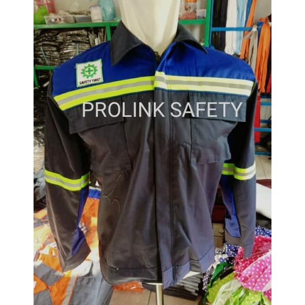 Jual Seragam Baju Safety Dongker Kombinasi Biru Bca Scotlight Hijau Logo Bordir K Wearpack