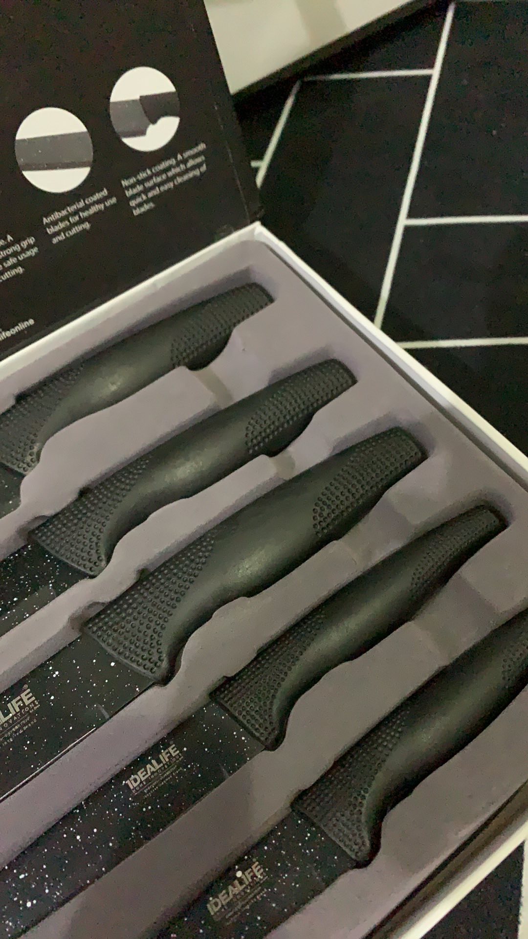 Pisau Dapur Pisau Set Knight Lengkap Knife Set Black 5 Pcs