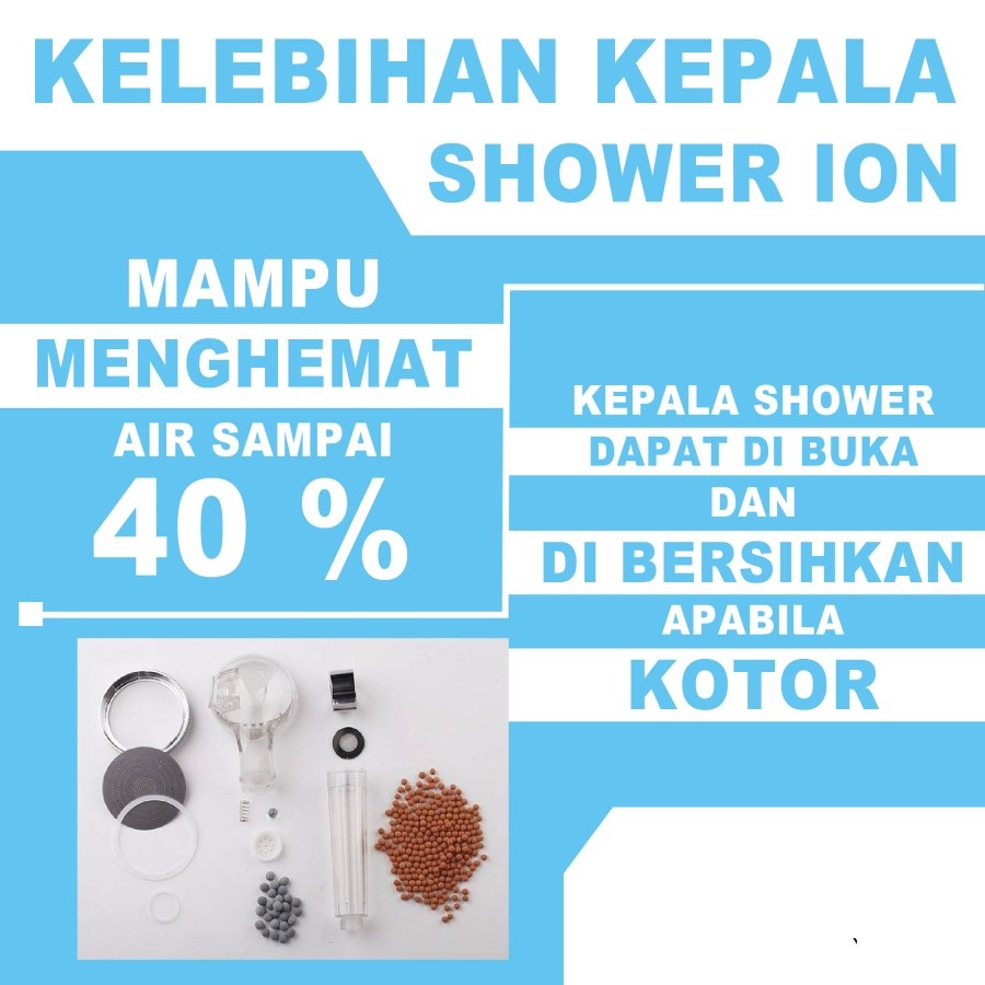 Kepala Shower 4in1 Mineral Ion Shower Water Filter Ionizer Aerator