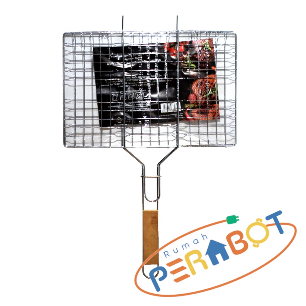 Alat Panggang Jepit Ikan Gagang Kayu