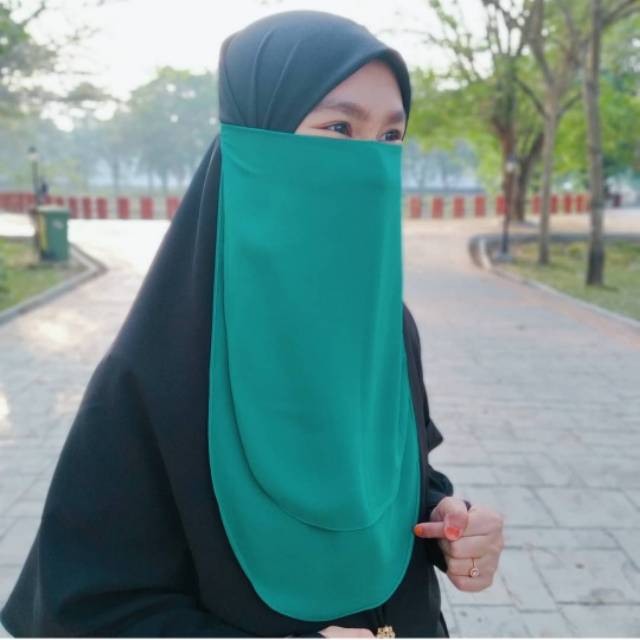 CADAR NIQOB NIKAB NIQAB TALI DUA LAYAR ATAU DUA LAPIS DIAMOND CREPE BISA COD