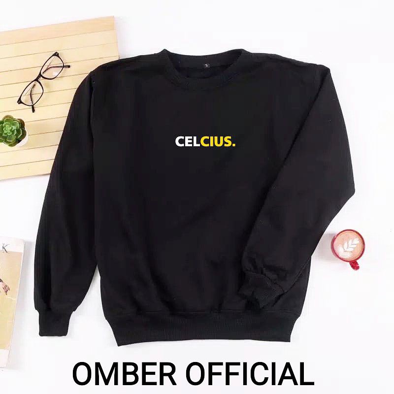 JAKET CELCIUS CREWNECK BLACK PUTIH KUNING CODE D3133CE READY