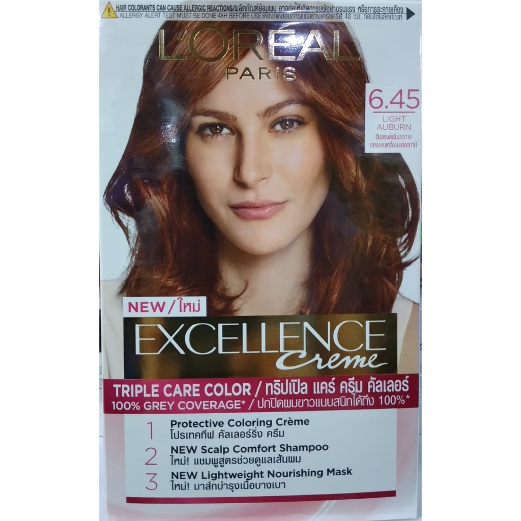 LOREAL Excellence Cat Rambut no. 6.45 Light Auburn | Shopee Indonesia