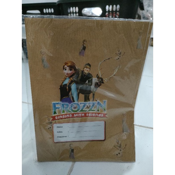 

Sampul kertas coklat buku tulis mata pelajaran anak sekolah karakter frozen