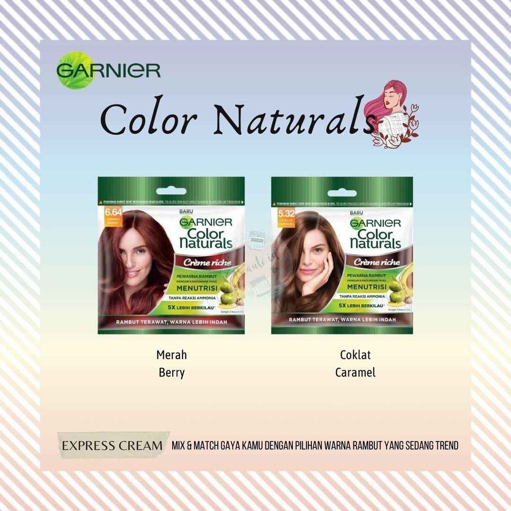 GARNIER Naturals Hair Color Sachet - Hitam Cokelat Biru Merah Ungu Cat / Pewarna Rambut)