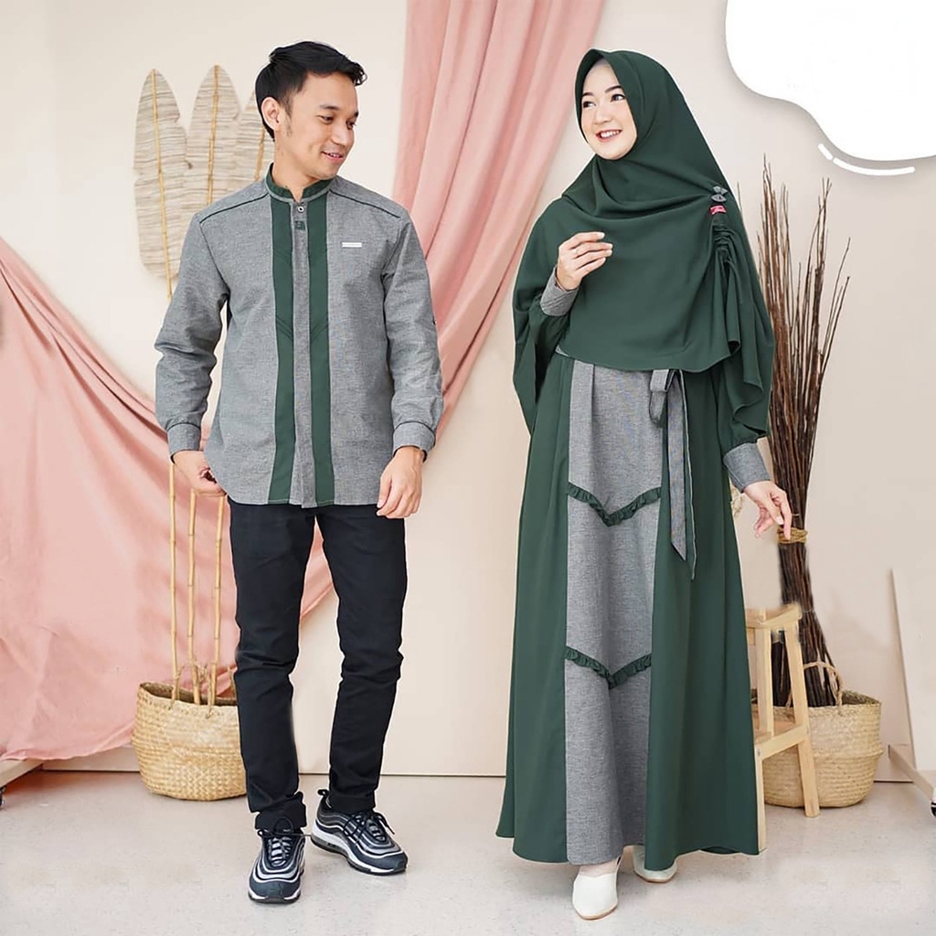 Asoka Couple Baju Gamis Muslim Syarii Plus Kemeja Muslim Lengan Panjang Terlaris Couple keluarga war