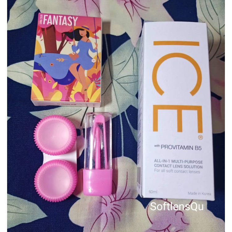 COD Paket Softlens Fantasy Normal Dia 14,4mm + Air Softlens Ice 60ml + Lenscase + Pinset | Paket Softlens Irislab