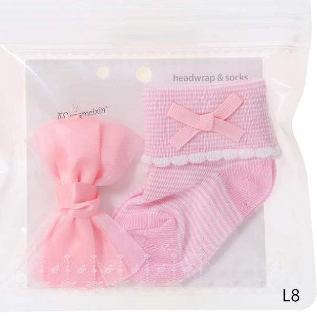 Spesial Minggu Ini Kaos Kaki Bandana Set Cantik Lucu Fashion 0-12 bulan