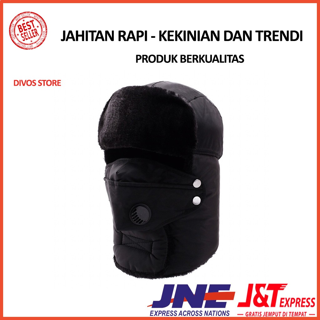 Topi Pria Distro Original Set Topi Winter Kupluk Topi Bulu Tebal Topi RUSSIA N2F1