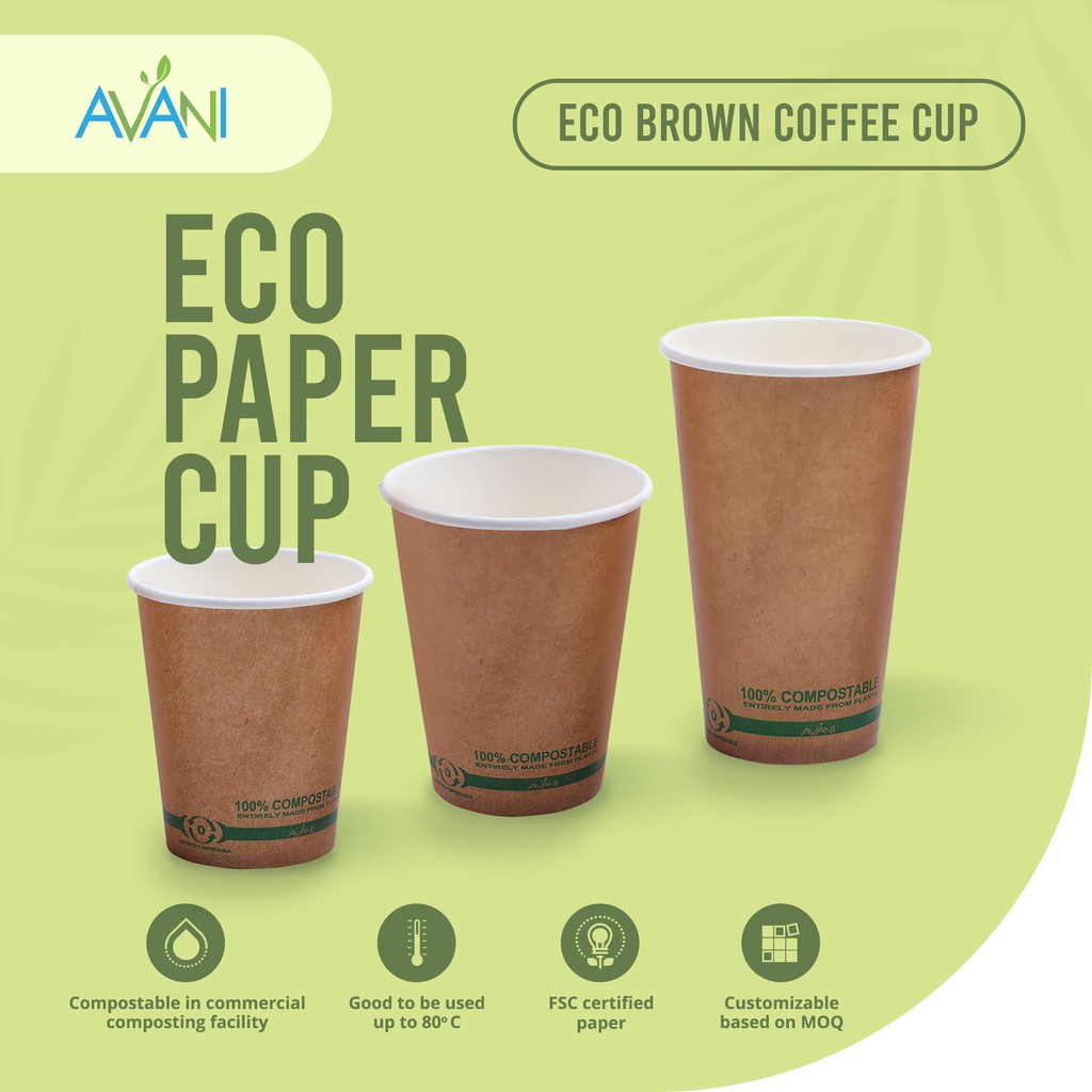 Jual Avani - Paper Cup Coklat 8 oz, Gelas Ramah Lingkungan Tahan Panas ...