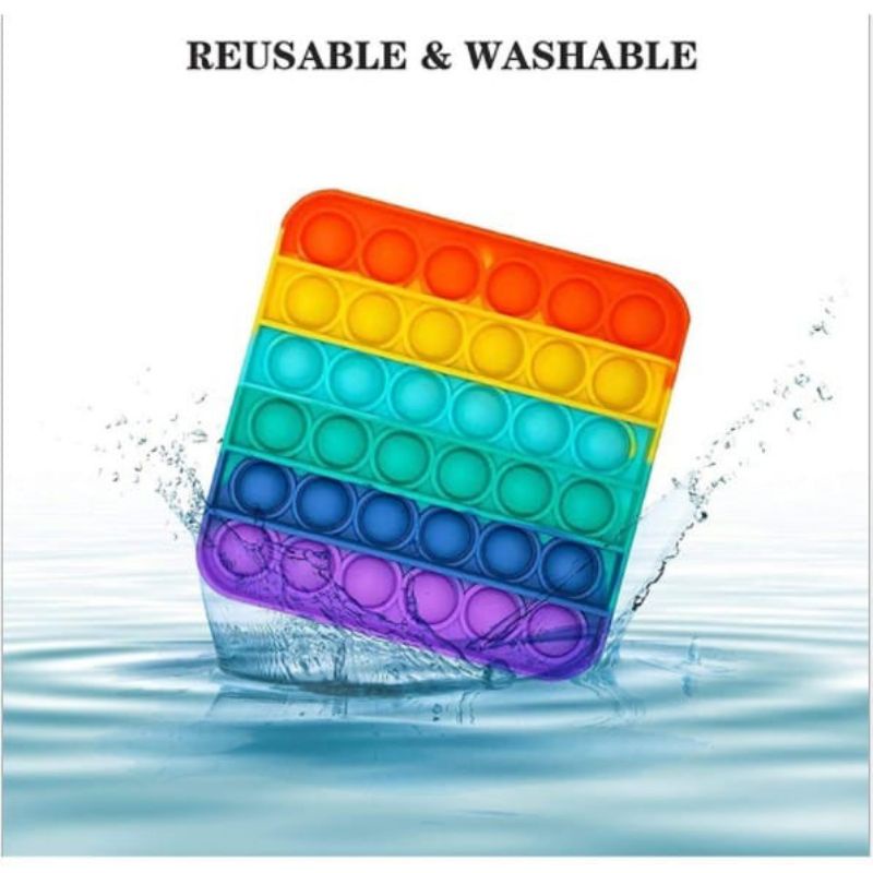 viralkan Ready KOTAK PENSIL POP IT 2IN1 Big Pop It Pencil Case Bag Pops Fidget Toys Push Bubble Pen Holder Silicone Sensory Game P005-Kotak Rainbow
