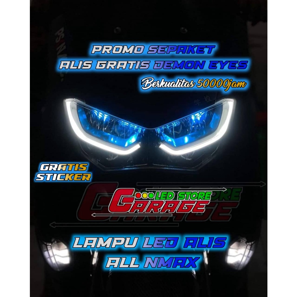 SEPAKET LAMPU LED ALIS DRL FLEXSIBEL ALL NMAX GRATIS DEMON EYES BERKUALITAS BAGUS FREE STICKER DAN KARDUS