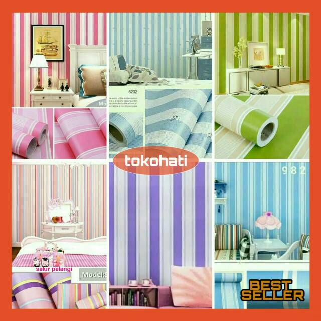 [COD] Termurah Wallpaper dinding Motif Salur,wallpaper salur