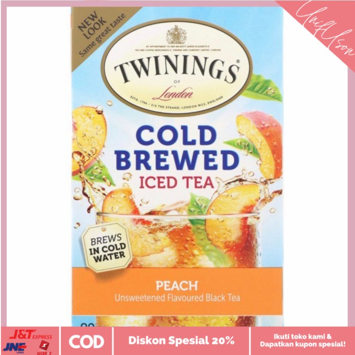 

⭐COD⭐ Twinings Cold Brewed Iced Tea Peach 20 Tea Bags 40gr