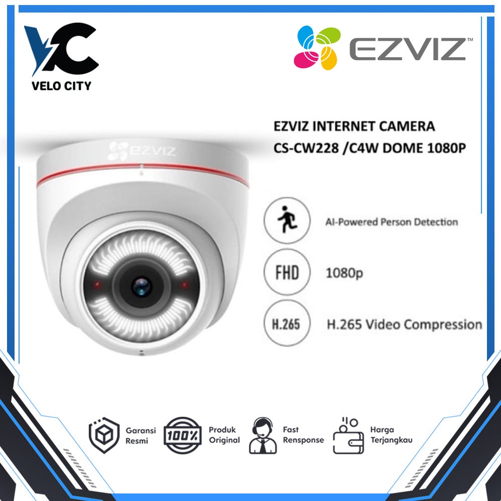 EZVIZ C4W Dome 1080P Outdoor Smart IP Camera CCTV with Active Defense Garansi Resmi