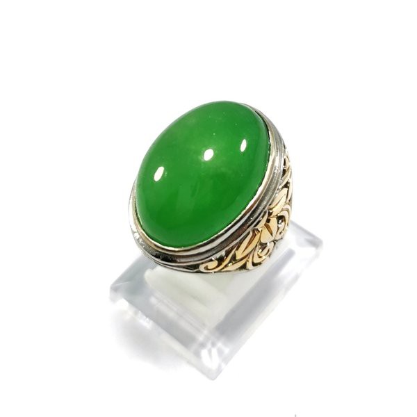 CINCIN BATU AKIK NATURAL GIOK BIRMA GREEN JADEITE JADE TYPE C lst 07