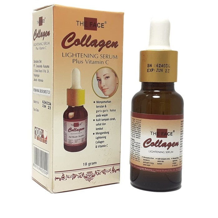 the face collagen lightening serum plus vitamin c   serum collagen 18gr bpom