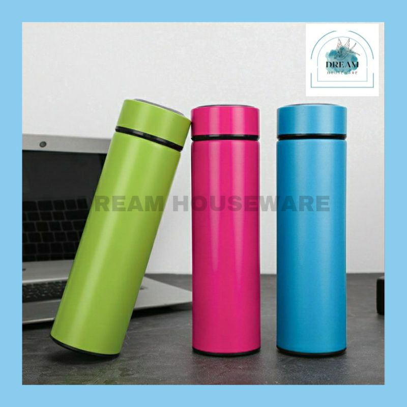 Botol Minum Tumbler Kaca Termos Kaca Warna Motif Polos 450ml