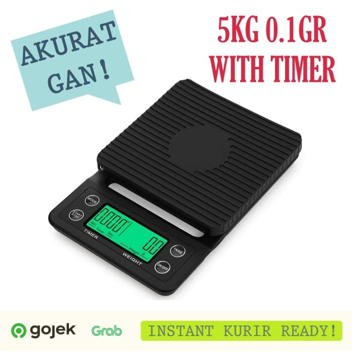 

DISKON - (BISA COD) [GRATIS BATERAI] TIMBANGAN KOPI DIGITAL DENGAN TIMER | 5KG 0.1 GRAM