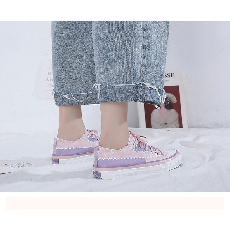 SSPP sepatu wanita casual pink pastel import converse skater sneakers