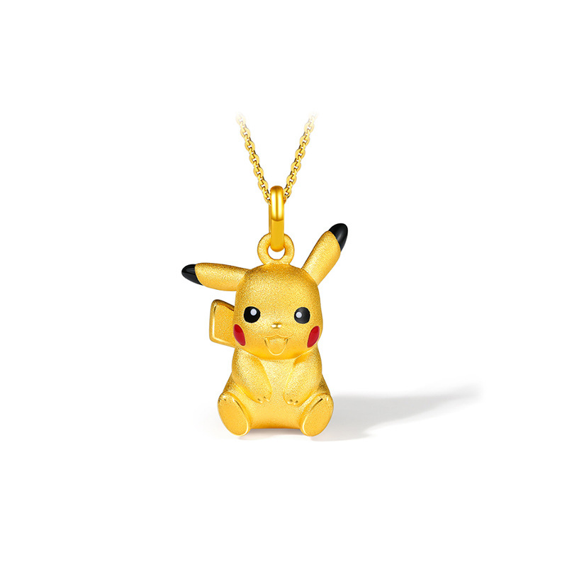 Kalung Rantai Dengan Liontin Pikachu Warna Emas Untuk Wanita