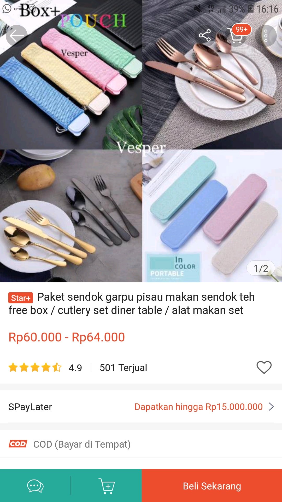 Paket Sendok Garpu Pisau Makan Sendok Teh Free Box / Cutlery Set Diner Table / Alat Makan Set