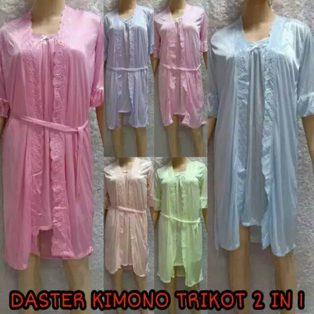 daster kimono wanita tali satin polos embos LOKAL dalaman dan luar pisah size standart dewasa