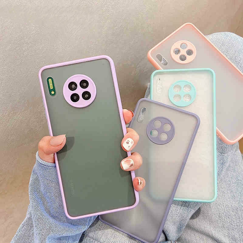 Case Pelindung Lensa Kamera Bahan Akrilik Matte Warna Kontras Untuk Huawei Nova 7i 7se 5t 3i Y9S Y9 Prime 2019 P30 Pro