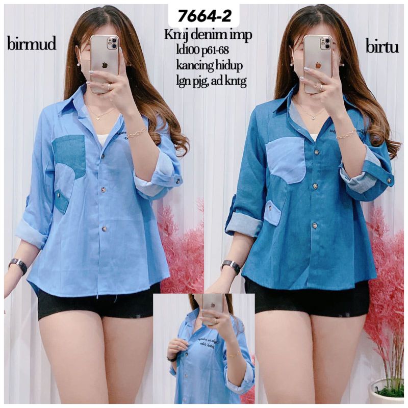 kemeja denim import 7664-2