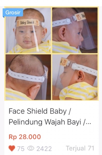 Face Shield Baby / Pelindung Wajah Bayi / Masker Wajah Bayi