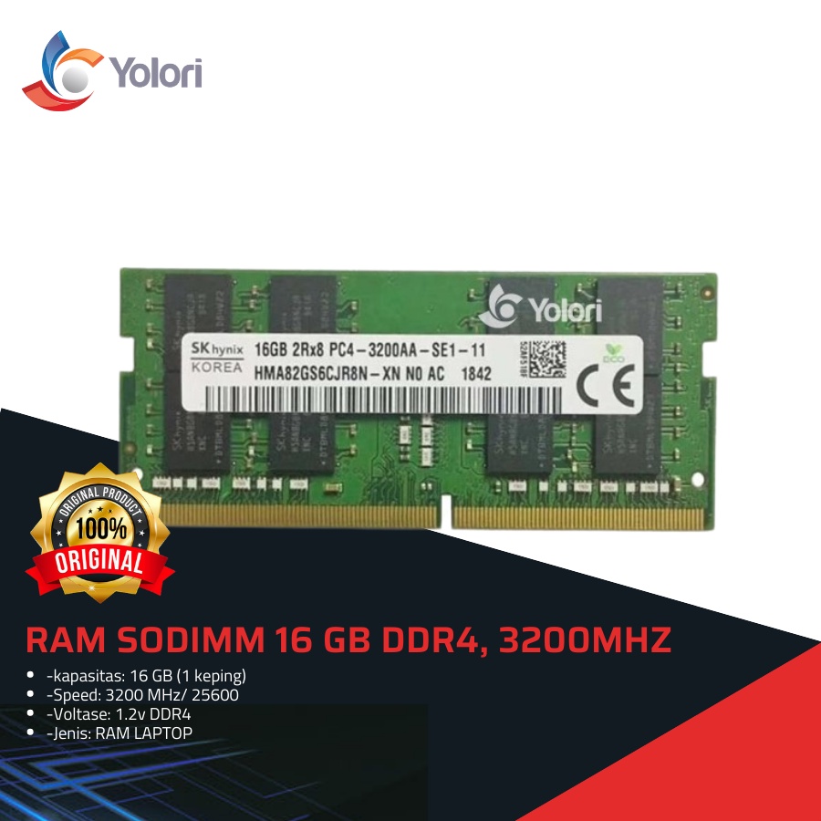 SK HYNIX RAM SODIMM 16GB DDR4, 3200MHz