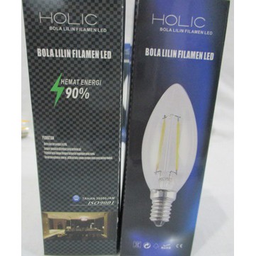 Lampu Candle E14 Filamen LED 2w / Bola Lilin Filamen LED HOLIC ***TOP